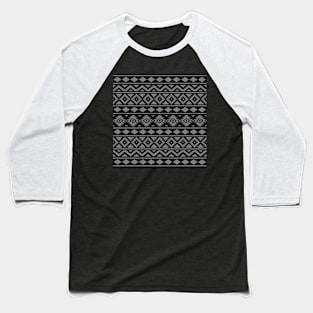 Aztec Essence Pattern Gray on Black Baseball T-Shirt